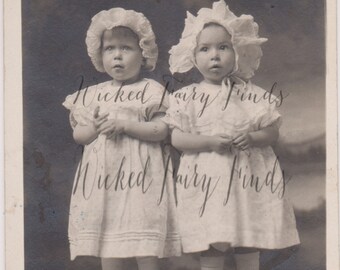 Antique Baby Digital Photo, Instant Download, Baby with Bonnet, Antique Ephemera