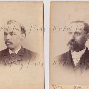 Fotos de cartão de gabinete vintage masculino com bigode para download instantâneo de fotos digitais, cartão de gabinete antigo efêmero lote de 2