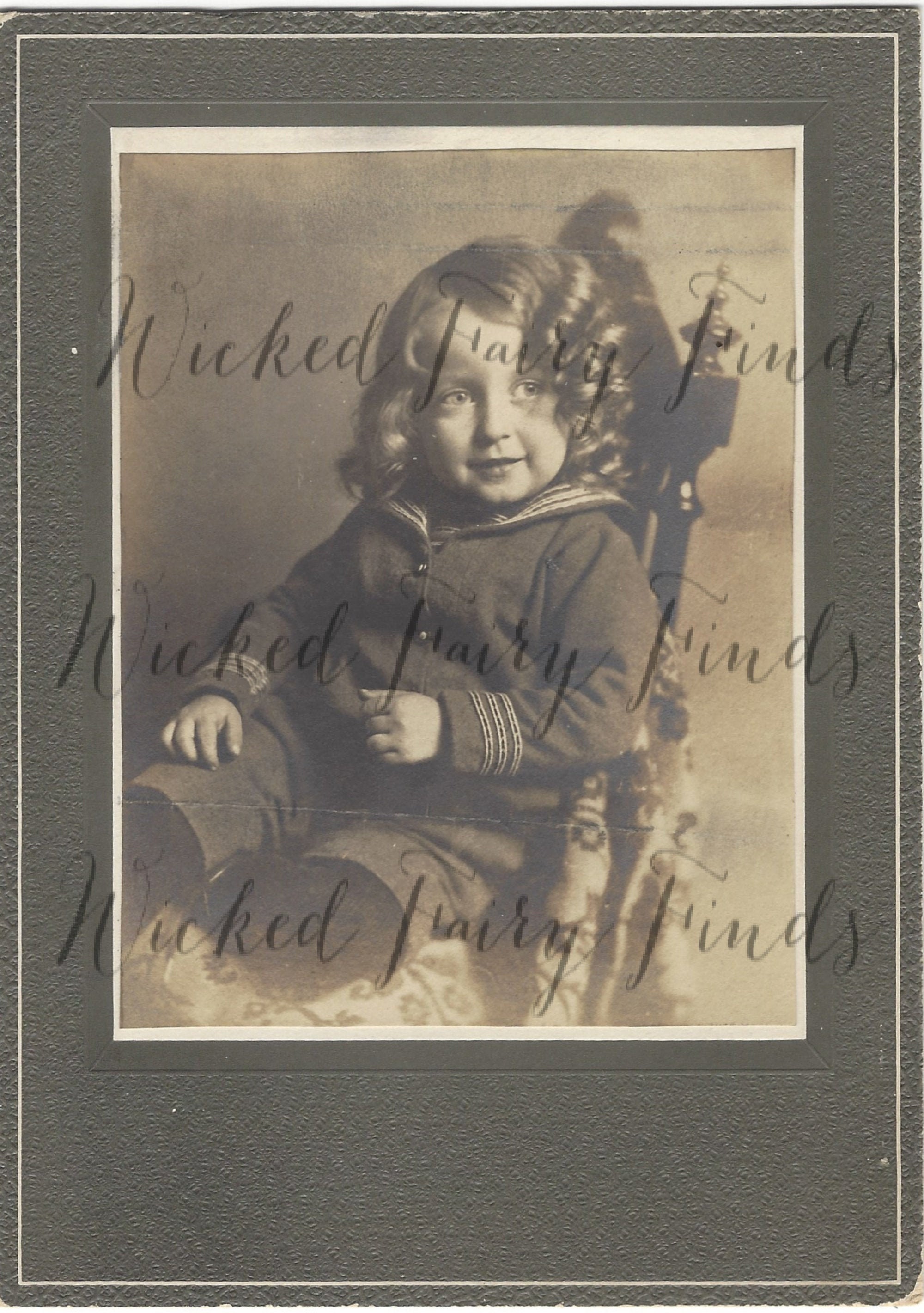 Curly Haired Edwardian Boy digital photo, Edwardian photo, Ephemeral card, Junk Journal card, Digital Curly Haired boy in Navy outfit photo