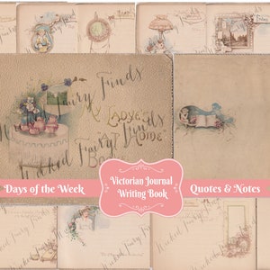 Antique Victorian Journal for Instant Download Digital, My Ladye&#39;s At Home Booke with 19 pages to create your own Writing Journal