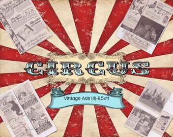 Vintage Circus Photos and Advertising for Instant Download Digital Ephemera,  Circus Magazine Ads for Junk Journal