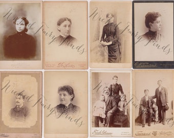 Antique Photo Cabinet Cards for Instant Download Digital Photo, Variety of Men and Women Photos for Junk Journal