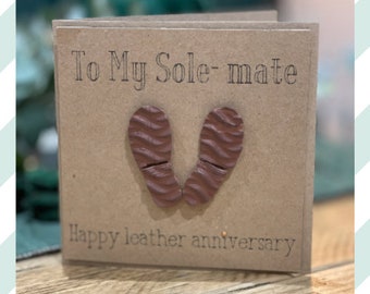 third anniversary leather anniversary wedding anniversary sole mate greetings card soul mate shoe pun cute greeting card