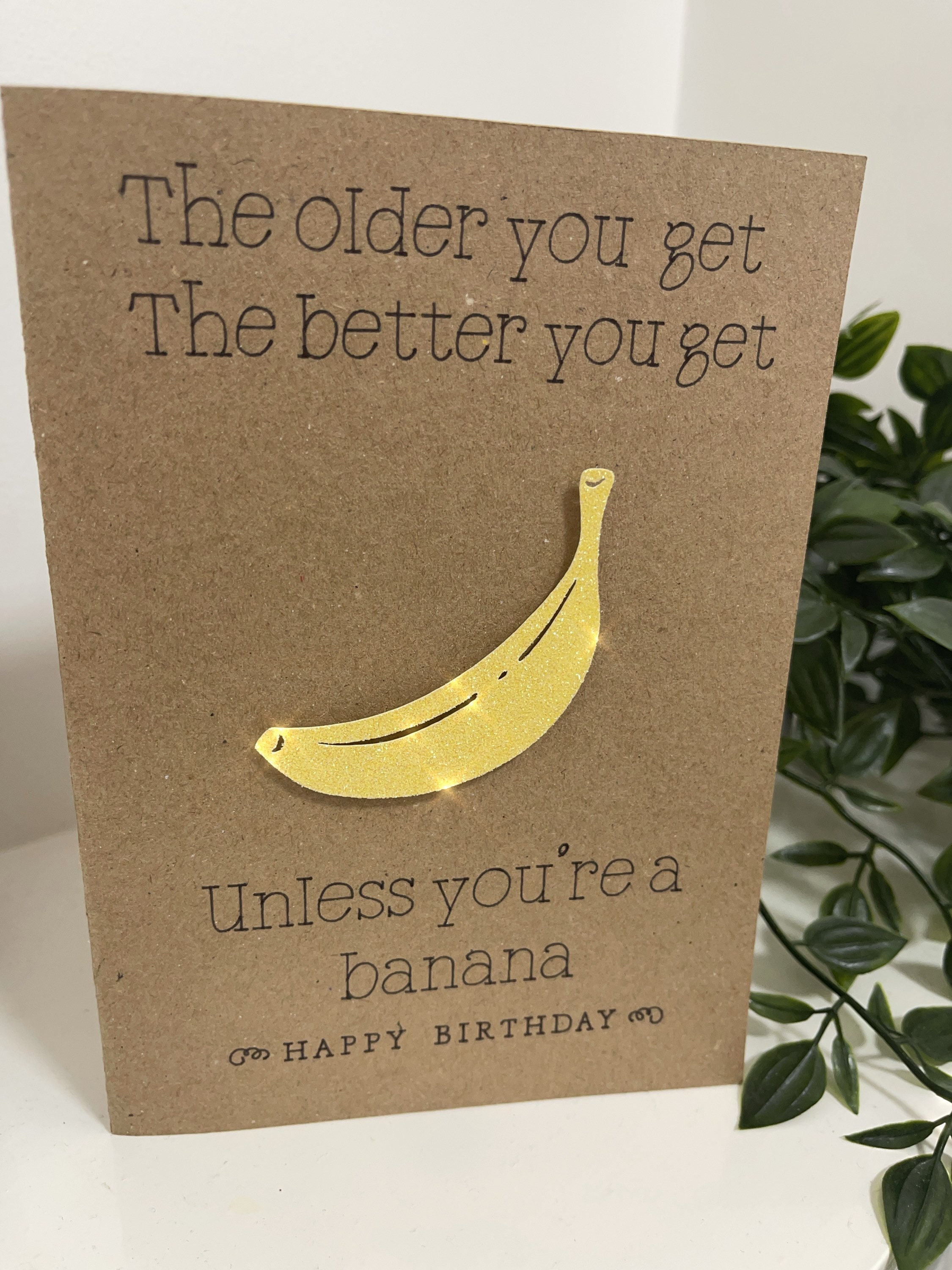 3d glitter banana birthday card any age greetings celebration Etsy