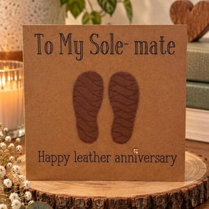 Tarjeta de felicitación de tercer aniversario de cuero: Impresión de zapato Sole-Mate (6x6)