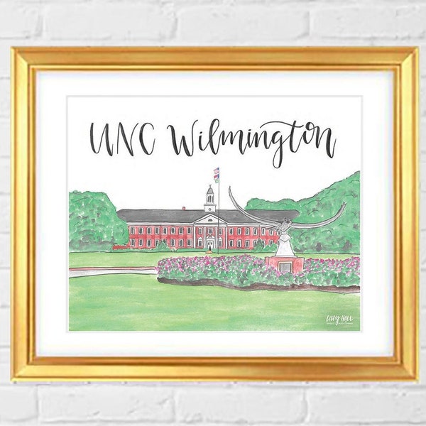 UNCW Hoggard Hall Watercolor Print — Wilmington NC — Unframed