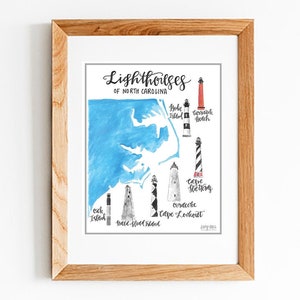 North Carolina Lighthouses Watercolor Print — Unframed