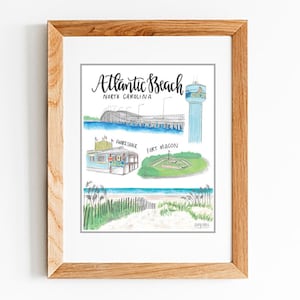 Atlantic Beach NC Watercolor Print — North Carolina Artwork — Unframed