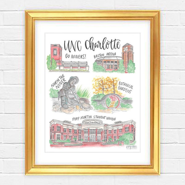 UNC Charlotte Watercolor Print — Unframed