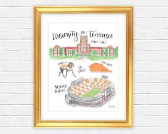 University of Tennessee Watercolor Print — Unframed