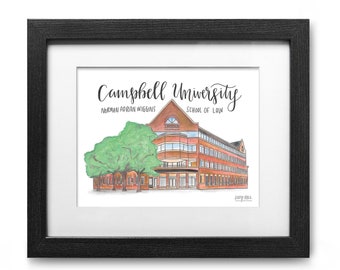 Campbell University Law School Watercolor Print — Unframed