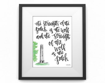 NCSU Bell Tower Watercolor Print — NC State University — Unframed