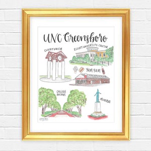 UNC Greensboro Watercolor Print — 2 Options — UNCG Spartans — Unframed