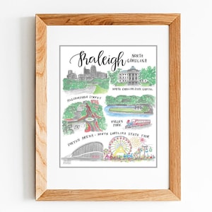 Raleigh NC Watercolor Print — North Carolina Artwork — Unframed