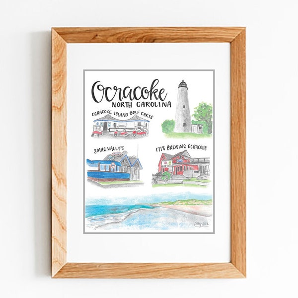 Ocracoke NC Watercolor Print - Outer Banks - North Carolina Artwork - Unframed