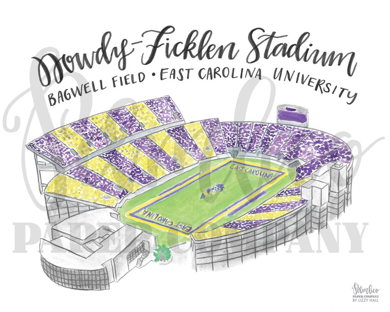 ECU Dowdyficklen Stadium Watercolor Print East Carolina Etsy