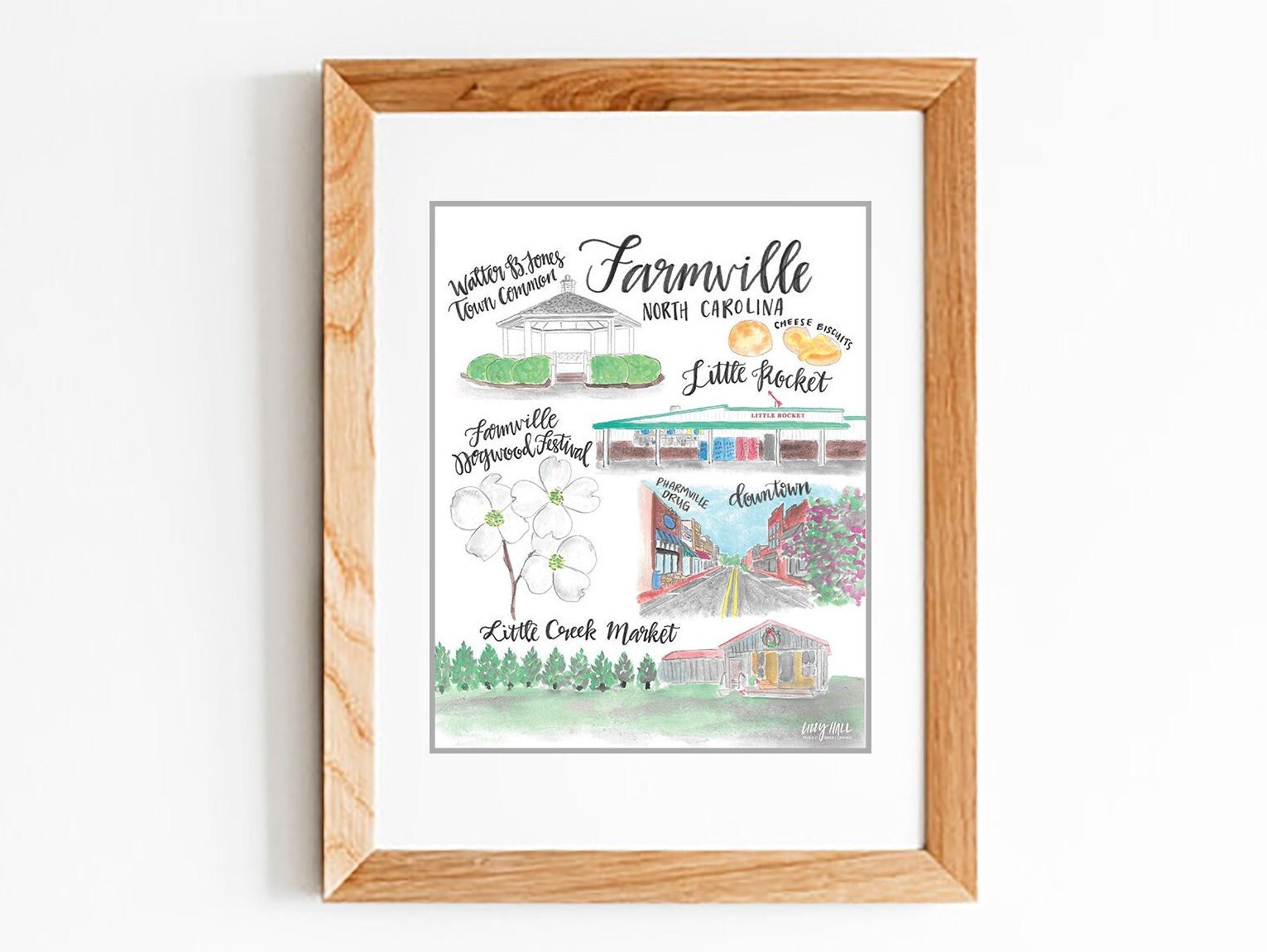 Farmville Nc Watercolor Print North Carolina Artwork Etsy 日本