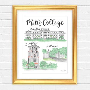 Mills College Watercolor Print — Unframed