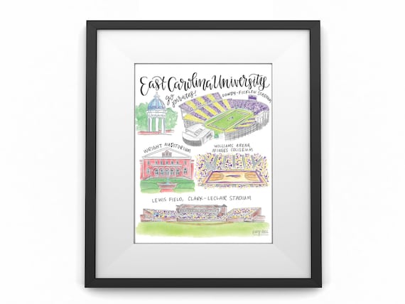 ECU Watercolor Print East Carolina University Unframed - Etsy
