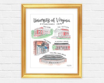 University of Virginia UVA Watercolor Print — Unframed