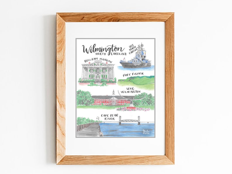 Wilmington NC Watercolor Print Hometown Art North Carolina Etsy