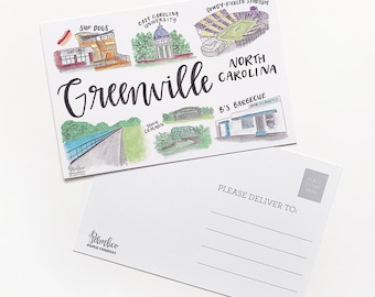 Greenville NC — Set of 4 Postcards