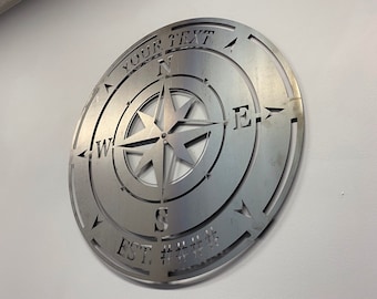 Personalized Metal Compass Wall Art | Custom Metal Wall Art | Metal Wall Art | Made in USA | Home Decor | Gift | Family Sign