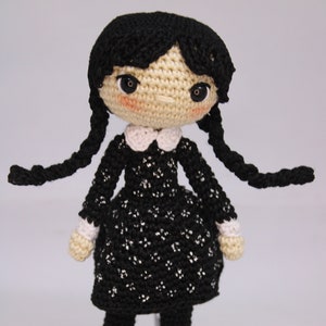 Wednesday Addams, Wednesday mini doll, Crochet amigurumi, Amigurumi doll, Horror gothic doll, handmade doll, amigurumi