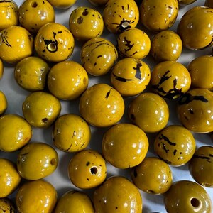 Seed Bead 30 Bombona beads Yellow Bombona Balls Size, 2 - 2.5 cm. approx. Eco-Friendly Bead for Jewelry Ethical Sustainable Jewelry Beading
