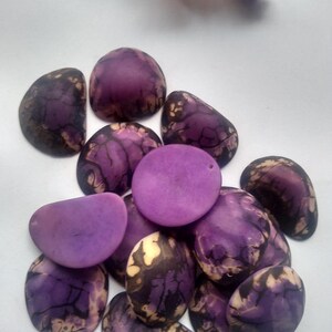 Purple Tagua Oval Beads. Natural Seed from Colombia Rainforest. 15 Beads 4 x 3.cm. Top Drilled. Natural Jewelry Making. Free Shipping R.1036
