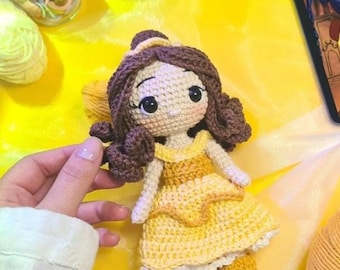 Crochet Amigurumi Princess Belle. Amigurumi Doll. Belle and Beast Disney Princess Plush Doll Disney Amigurumi Doll Handmade in Colombia