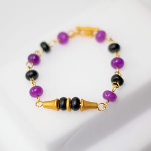 Pre-Columbian Muisca Culture Gold Black and Purple Bracelet Handcrafted in Colombia 24K Gold Plated Pewter Pre-Hipanic Jewelry