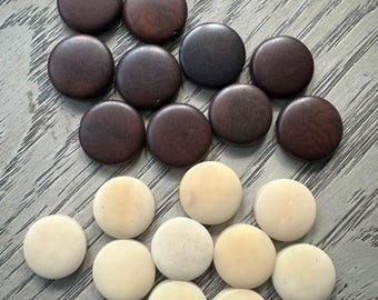 Tagua Nut Seed Beads 20 Round Coin Beige and Brown 2cm. approx.  Side Drilled  Handmade in Colombia Jewelry Making Sustainable Eco Natural