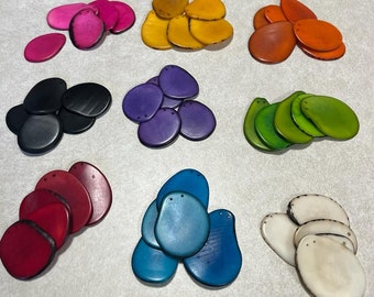 Seed Beads for Jewelry Making Tagua Beads 45 Tagua Nut Slices 9 Colors 4x3cm approx. Drilled or undrilled | Ethical Eco Vegan Sustainable