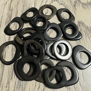 Tagua Hoop Beads. 20 Dark Gray Pieces.