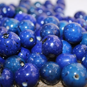 Seed Beads 20 Dark blue Bombona Balls - Seeds, Big Size, 2 - 2.5 cm. Approx. Top Drilled. Natural Jewelry Making Supplies Eco Sustainable