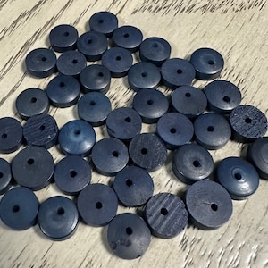 25 Mini discs of tagua discs in dark blue color. Center drilled. Size: 1 cm. approx. Natural Jewelry Making Supplies from Colombia