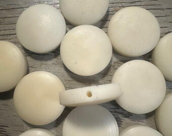 Tagua Nut Seed Beads 20 Round Coin Beige and Green 2cm. approx.  Side Drilled  Handmade in Colombia Jewelry Making Sustainable Eco Natural