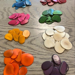 Tagua Slices Beads. 80 Multicolored Pieces