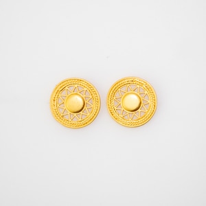 Pre-Columbian Muisca Sun Symbol Earrings. Colombia- 24K Gold Plated, Pre Columbian Jewelry, Handcrafted Jewelry from Colombia