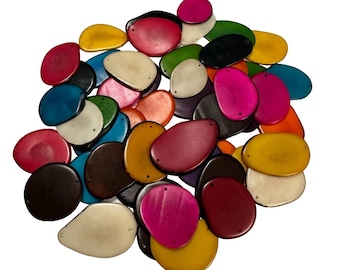 Tagua Beads Jewelry Making 100 Tagua Nut Slices in 10 Colors 4 x 3cm approx. Drilled or undrilled | Ethical Eco Vegan Sustainable Beading