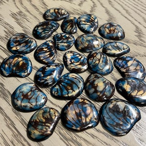 Blue Tagua Oval Beads. Natural Seed from Colombia Rainforest. 15 Beads 3 x 3.5cm. Approx. Top Drilled. Natural Jewelry Making. Free Shipping