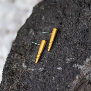 Pre-Columbian Muisca Horn Shaped Earrings. Colombia- 24K Gold Plated, Pre Columbian Jewelry, Handcrafted Jewelry from Colombia