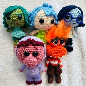 Inside Out Set of 5 Amigurumi Crochet Dolls Kids Gift Birthday for Movie Fans Disney Handmade Crochet Joy Sadness Anger Fear Disgust