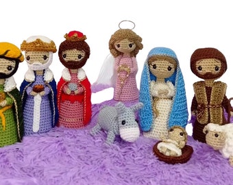 Nativity Crochet Set, Holy Family Crochet, Amigurumi Handmade Nativity Scene, Crocheted Nativity Christmas Nativity, Crocheted Holy Family