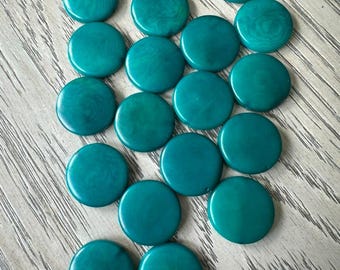 Tagua Nut Seed Beads 15 Round Coin Beads in Black 2cm. approx. Jewelry Making Side Drilled Sustainable Eco Natural Carving Woodwork Beading