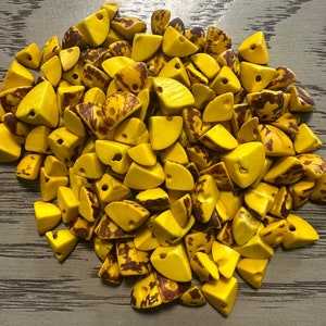 Tagua Triangle Beads. 120 Yellow and Brown Pieces