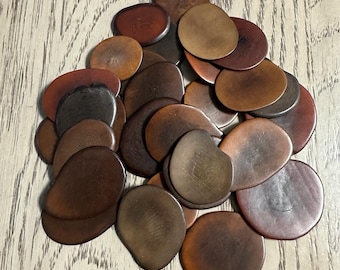Tagua Nut Slices | Mix of Brown Colors | Natural Tagua Brown Jewelry Beads | 20 Tagua Chips | 4x2.5 cm approx. Eco Seed Beads Vegan Beading
