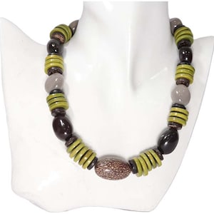 Tagua and Acai Necklace and Earrings Multicolored Set.