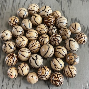 Seed Beads Bombona 30 Ivory - Beige Patterned Bombona Seeds from Colombian Rain Forest. Jewelry Supplies Jewelry Making